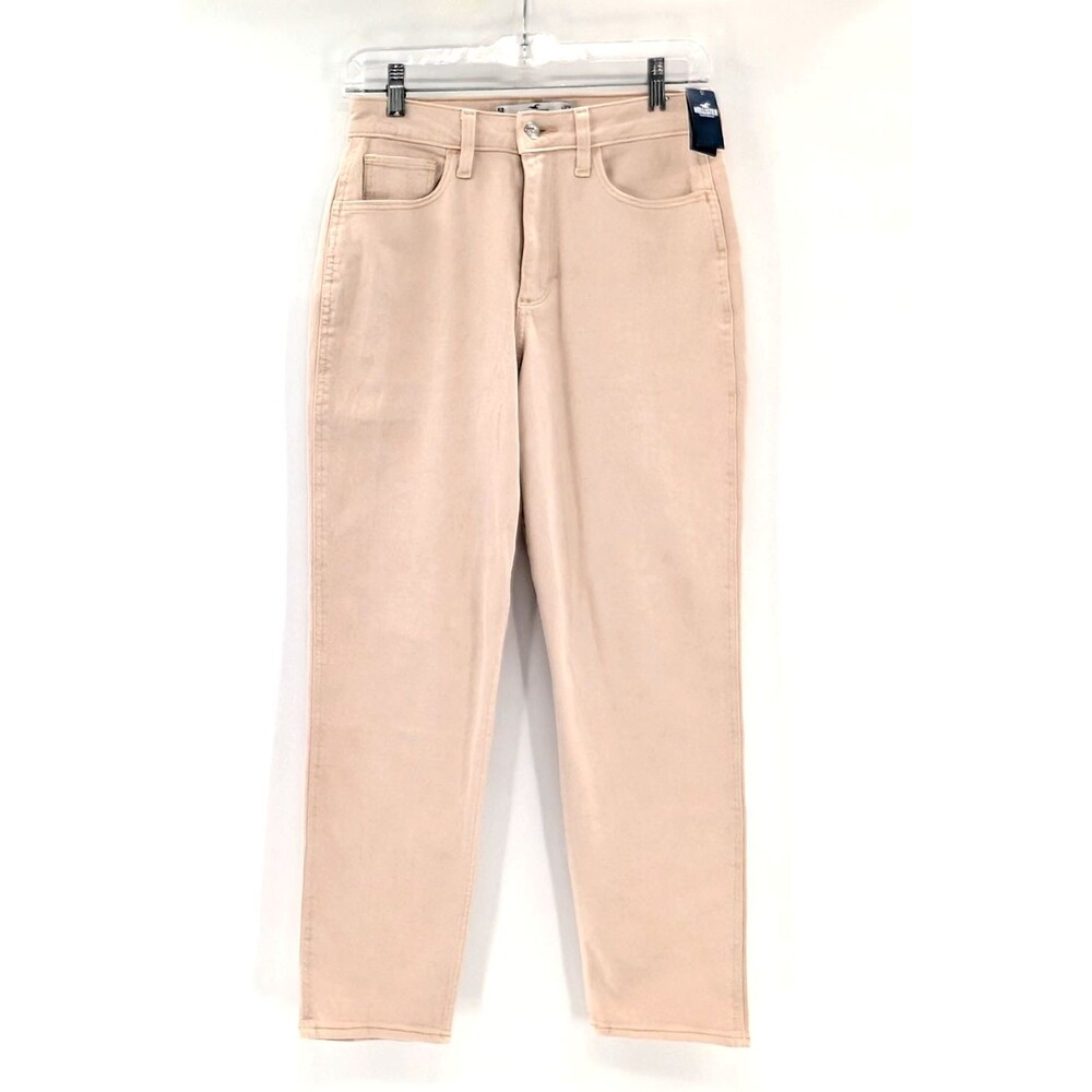 Hollister Curvy High Rise Mom Jeans Vtg Stretch Cream Straight Leg Size 5R 27/27